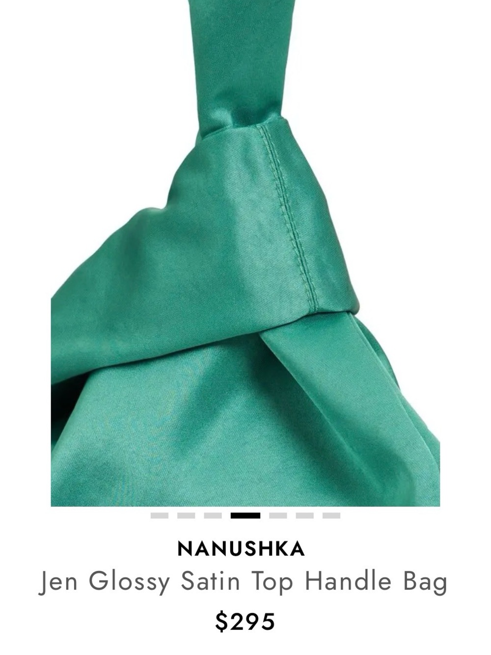 NANUSHKA Jen Glossy Satin Top Handle Bag Emerald NWT & Dustbag - Picture 4 of 7